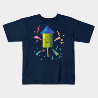 The rocket rises joyfully to the sky Kids T-Shirt